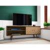 Manhattan Comfort Liberty 62.99" Mid-Century Modern TV Stand with 3 Shelves and 2 Doors in Rustic Brown and 3D Brown Prints - Default Title