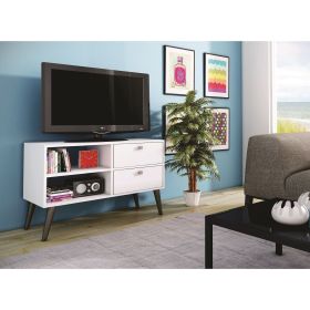 Manhattan Comfort Practical Dalarna TV Stand with 2 Open Shelves and 2-Drawers in White - Default Title