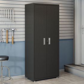 Manhattan Comfort Fortress Textured Metal 75.4" Garage Cabinet with 4 Adjustable Shelves in Charcoal Grey - Default Title