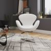 Manhattan Comfort Raspberry White and Polished Chrome Faux Leather Adjustable Swivel Chair - Default Title