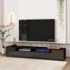 ON-TREND Extended, Minimalist Design TV stand with Color Changing LED Lights, Modern Universal Entertainment Center, High Gloss TV Cabinet for 90+ inc