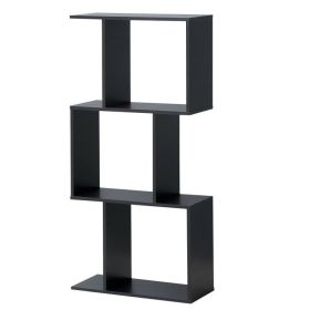 2/3/4 Tiers Wooden S-Shaped Bookcase for Living Room Bedroom Office - 3tier