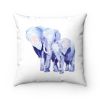 Mother and Baby Auspicious Elephant Double Sided Print Faux Suede Square Cushion - 14" x 14"