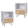 2 of Bedside Cupboard with 1 Drawer and Short Legs;  End Table with Storing Shelf;  Indoors XH - White