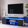 TV Stand for 65 Inch TV LED Gaming Entertainment Center Media Storage Console Table with Large Side Cabinet for Living Room( Black+Gray) - as Pic