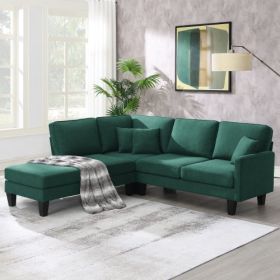 90*88" Terrycloth Modern Sectional Sofa,5-Seat Practical Couch Set with Chaise Lounge,L-Shape minimalist Indoor Furniture with 3 Pillows for Living Ro