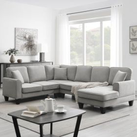 108*85.5" Modern U Shape Sectional Sofa, 7 Seat Fabric Sectional Sofa Set with 3 Pillows Included for Living Room, Apartment, Office,3 Colors  - Light