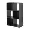 6-Cube Storage Organizer 3-Tier Bookcase Display Shelf for Home Office - Black