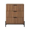 Mid-Century 3-Drawer Chest with Reeded Drawer Fronts, Mocha - as Pic