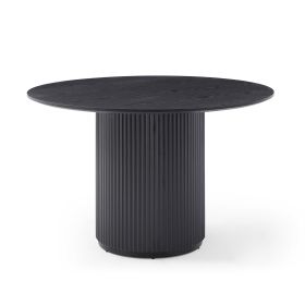 Black Round Dining Table, MDF handcraft Pedestal Dining Room Table Restaurant Furniture Leisure Coffee Table-47.2" L x 47.2" W x 29.5" H - as Pic