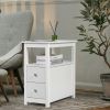 Transitional Nightstand with USB Charging Station, Wooden End Table Bedside Table, 2-Drawer Home&Kitchen Storage Cabinet - white