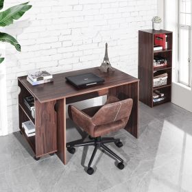 47.4" L Computer Desk with movable bookcase - BROWN