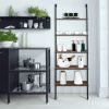 Industrial Wall Mounted Bookcase 5-Tier Open Ladder Shelf Bookshelf with Metal Frame, 23.6" L x 11.8" W x 70.9" H - as pic