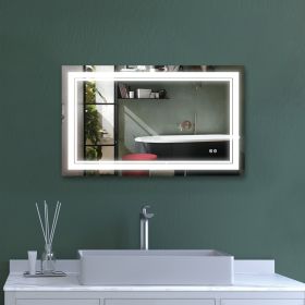 7 Size LED Bathroom Mirror Wall Mounted Vanity Mirror Anti-Fog Mirror Dimmable Lights with Touch Switch(Horizontal/Vertical) - 40"*24"