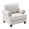 Living Room Furniture, Modern 3-Piece Including Three-Seater, Loveseat and Single Chair,Chenille modern Upholstered Sofa Set, White  - White - Chenill