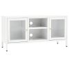 TV Stand White 41.3"x13.8"x20.5" Steel and Glass - White