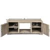 65 Inch Media Component TV Stand with Adjustable Shelves - Wood color