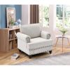 Living Room Furniture, Modern 3-Piece Including Three-Seater, Loveseat and Single Chair,Chenille modern Upholstered Sofa Set, White  - White - Chenill