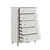 Classic Traditional White Finish 5 Drawers Storage Chest 1pc Decorative Accents Wooden Bedroom Furniture Turned Feet - as Pic