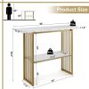 48 Inch 2-Tier Console Table with Gold Finished Frame - White