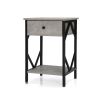 Set of 2 Nightstand Industrial End Table with Drawer;  Storage Shelf and Metal Frame for Living Room;  Bedroom;  XH - Gray