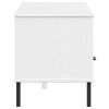 TV Stand with Metal Legs White Solid Wood Pine OSLO - White