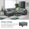 112*87" Sectional Sofa Couches Living Room Sets, 7 Seats Modular Sectional Sofa with Ottoman, L Shape Fabric Sofa Corner Couch Set with 3 Pillows - Gr