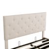 Full size Upholstered Platform bed with a Hydraulic Storage System - Beige - pic