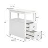 Transitional Nightstand with USB Charging Station, Wooden End Table Bedside Table, 2-Drawer Home&Kitchen Storage Cabinet - white