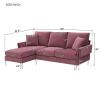 84 " Convertible Sectional Sofa, Modern Chenille L-Shaped Sofa Couch with Reversible Chaise Lounge, Fit for Living Room, Apartment(2 Pillows)   - Pink