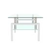 White Coffee Table, Clear Coffee Table,Modern Side Center Tables for Living Room, Living Room Furniture - White