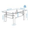 Rectangle Black Glass Coffee Table, Clear Coffee Table,Modern Side Center Tables for Living Room,Living Room Furniture - as Pic