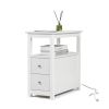 Transitional Nightstand with USB Charging Station, Wooden End Table Bedside Table, 2-Drawer Home&Kitchen Storage Cabinet - white