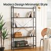 5-Shelf Bookshelf; Modern Freestanding Bookcase with Steel Frame; X-Shaped Metal Tube; Rustic Bookshelf for Storage and Display for Bedroom; Living Ro