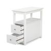 Transitional Nightstand with USB Charging Station, Wooden End Table Bedside Table, 2-Drawer Home&Kitchen Storage Cabinet - white