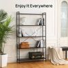 5-Shelf Bookshelf; Modern Freestanding Bookcase with Steel Frame; X-Shaped Metal Tube; Rustic Bookshelf for Storage and Display for Bedroom; Living Ro