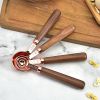 Rose Gold Measuring Cups and Spoons Set, Copper Pink Stainless Steel Cup and Spoon with Wooden Handle, Coffee Cake Milk Baking Measuring Cup - 8-PC