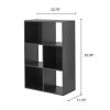 6-Cube Storage Organizer 3-Tier Bookcase Display Shelf for Home Office - Black