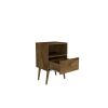 Manhattan Comfort Liberty Mid-Century Modern Nightstand 1.0 with 1 Cubby Space and 1 Drawer in Rustic Brown - Default Title