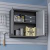 Manhattan Comfort Fortress 30" Floating Textured Metal Garage Cabinet with Adjustable Shelves in Grey - Default Title