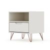 Manhattan Comfort Rockefeller 1.0 Mid-Century- Modern Nightstand with 1-Drawer in Off White - Default Title