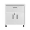 Manhattan Comfort Fortress Textured Metal 31.5" Garage Mobile Cabinet with 1 Full Extension Drawer and 2 Adjustable Shelves in White - Default Title