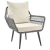 Manhattan Comfort Portofino Rope Wicker 4-Piece Patio Conversation Set with Cushions in Cream - Default Title