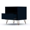 Manhattan Comfort Rockefeller 1.0 Mid-Century- Modern Nightstand with 1-Drawer in Tatiana Midnight Blue - Default Title