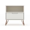 Manhattan Comfort Rockefeller 1.0 Mid-Century- Modern Nightstand with 1-Drawer in Off White - Default Title