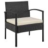 Manhattan Comfort Noli Steel Rattan 4-Piece Patio Conversation Set with Cushions in Cream - Default Title