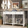 Console Table Sofa Table Easy Assembly with Two Storage Drawers and Bottom Shelf for Living Room, Entryway - Ivory