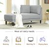 65" Mid-Century Modern Fabric Corner Lounge Chair, Upholstered Indoor Chaise Lounge for Bedroom,Office,Small Living Room & Apartment  - Gray