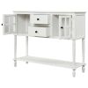 Sideboard Console Table with Bottom Shelf, Farmhouse Wood/Glass Buffet Storage Cabinet Living Room - White