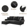 84 " Convertible Sectional Sofa, Modern Chenille L-Shaped Sofa Couch with Reversible Chaise Lounge, Fit for Living Room, Apartment(2 Pillows)   - Blac